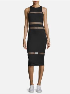 T by Alexander Wang mesh stripe midi dress